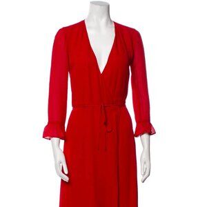 Reformation red wrap midi dress xs